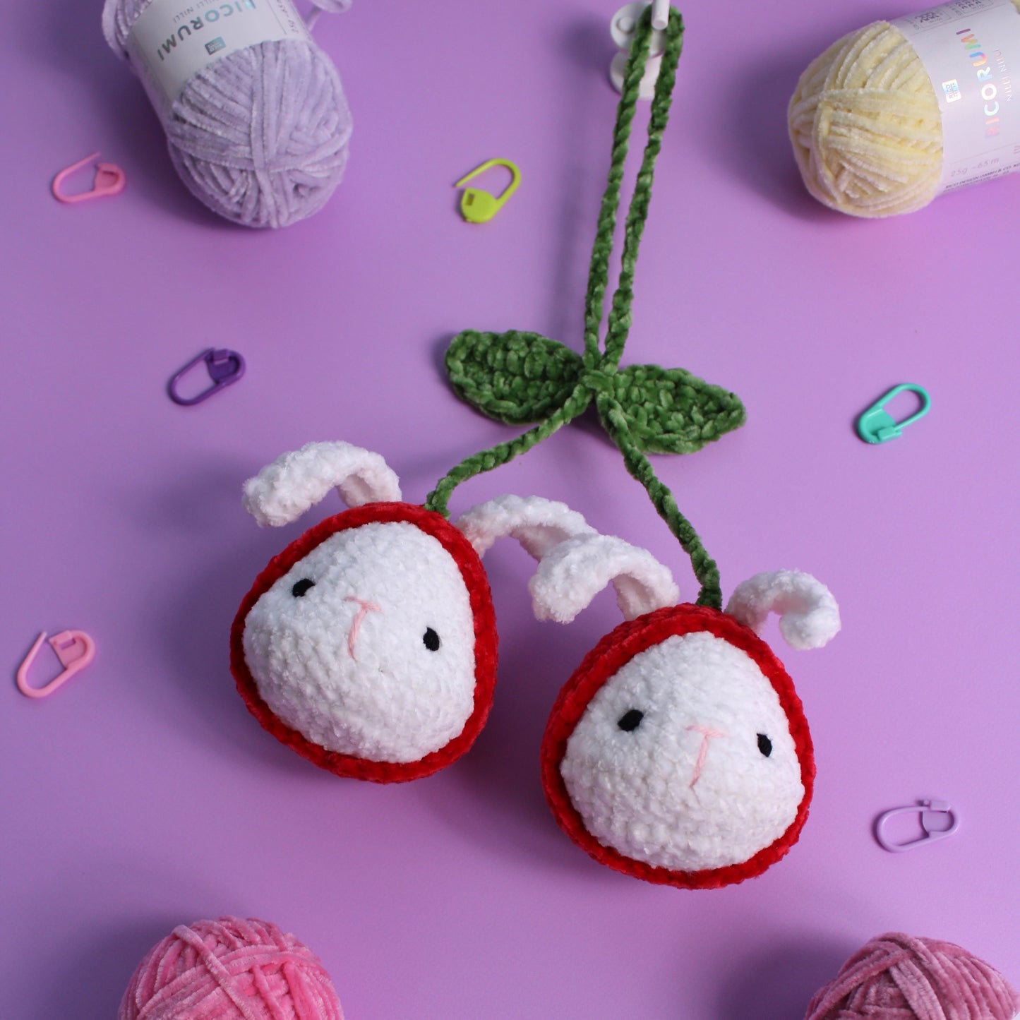 cute crochet bunnies to hang in your car or your door
