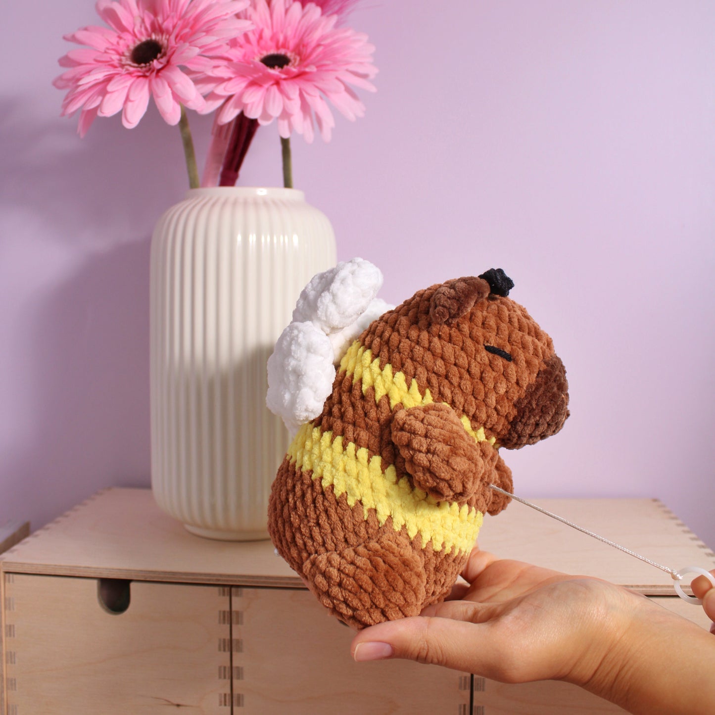 Capybara Bee Amigurumi Pull String Moveable Wings Crochet PDF Pattern