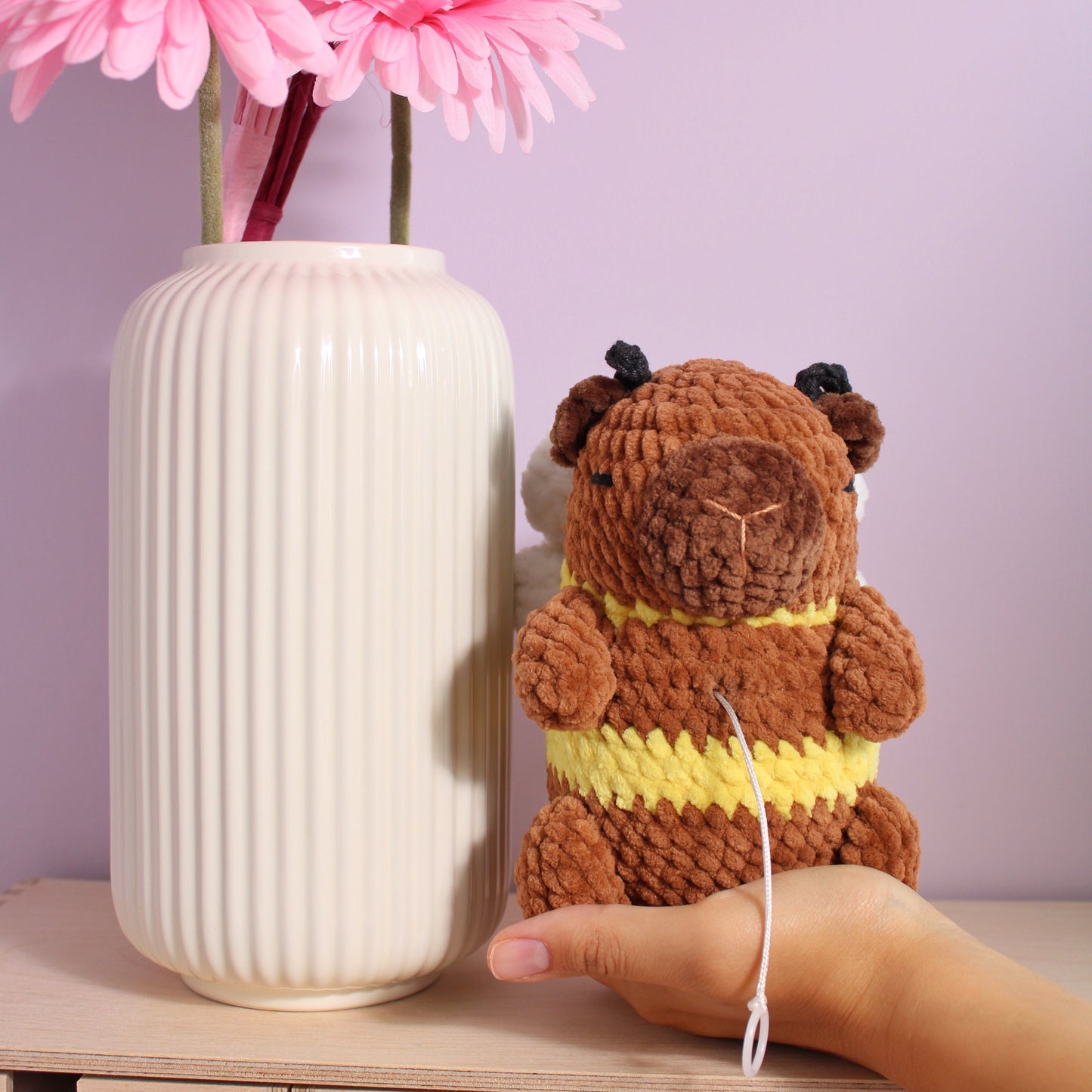 Capybara Bee Amigurumi Pull String Moveable Wings Crochet PDF Pattern