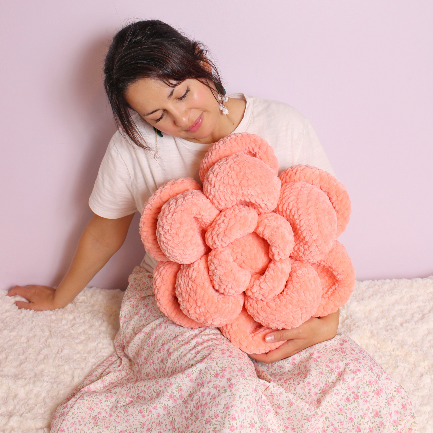 Beginner Crochet, Large Layered Flower Pillow DIGITAL Amigurumi Decor Pattern, Bedroom Display