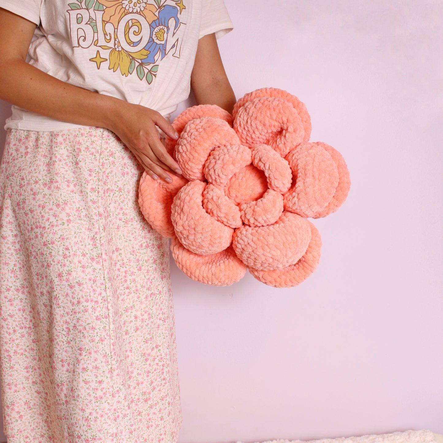 Beginner Crochet, Large Layered Flower Pillow DIGITAL Amigurumi Decor Pattern, Bedroom Display