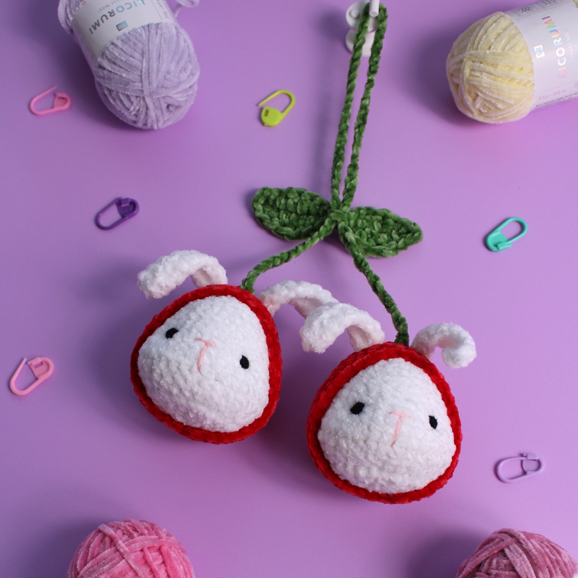 cute crochet bunnies to hang in your car or your door