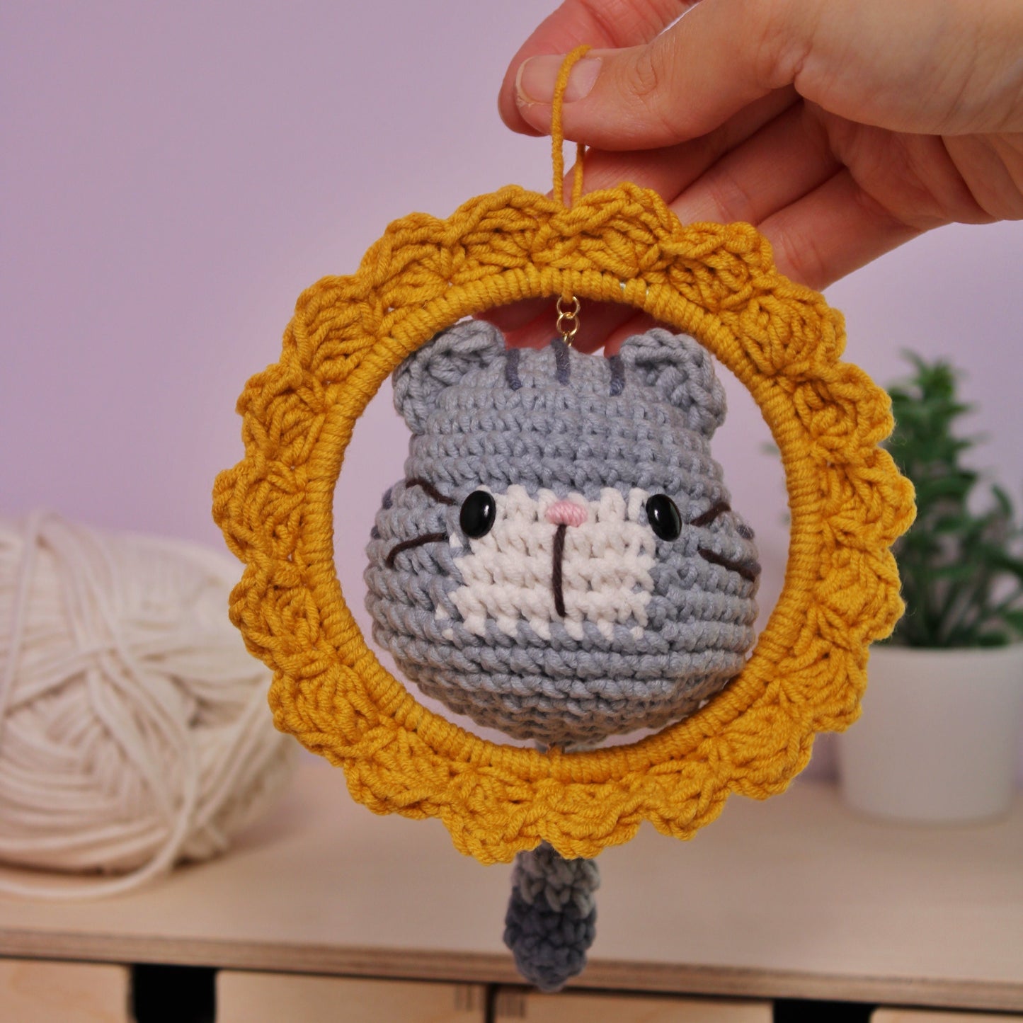 Cat Frames, Quick No Sew Amigurumi Crochet, DIGITAL Home Decor Pattern