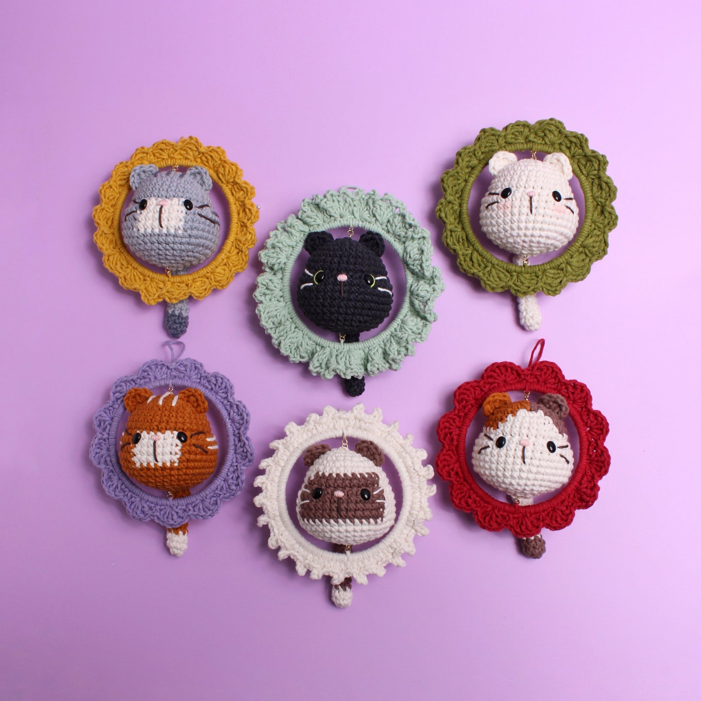 Cat Frames, Quick No Sew Amigurumi Crochet, DIGITAL Home Decor Pattern