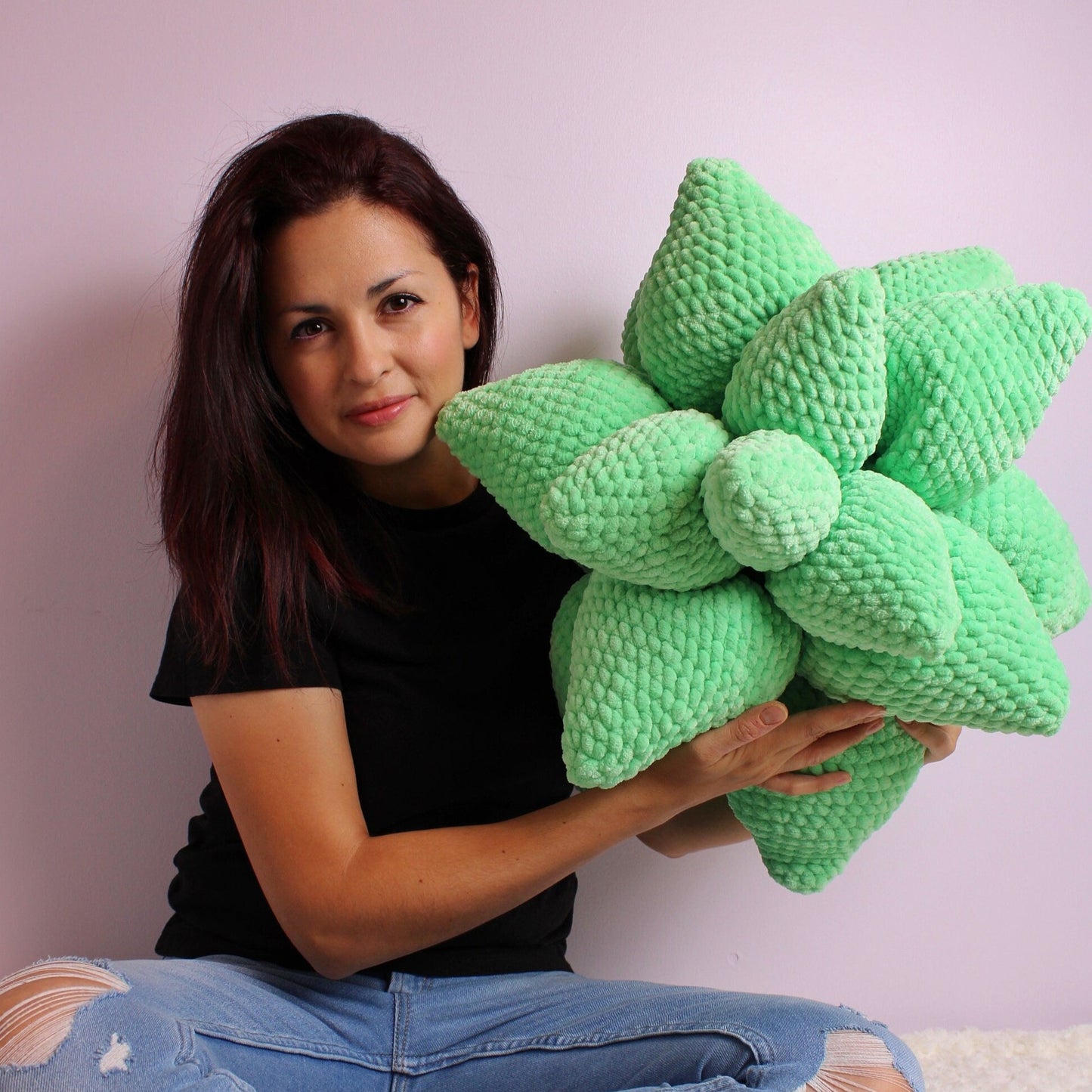 Beginner Crochet, Large Succulent Pillow DIGITAL Amigurumi Decor Pattern, Bedroom Display