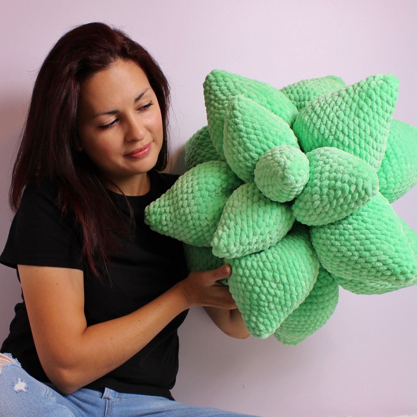 Beginner Crochet, Large Succulent Pillow DIGITAL Amigurumi Decor Pattern, Bedroom Display