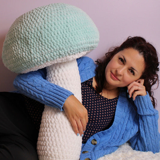 No-Sew Easy Crochet, Large Mushroom Pillow DIGITAL Amigurumi Decor Pattern, Bedroom Display