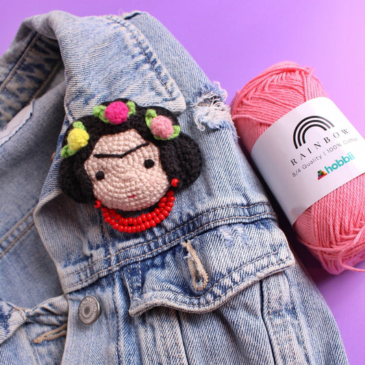 QUICK EASY Frida Kahlo Crochet Brooch DIGITAL Pattern